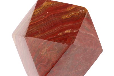 Lot 290 - A Red Marble Cuboctahedron and other  wooden Geometrical Models