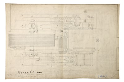 Lot 310 - Large Hand Drawn Victorian Plans Of a Winding Engine
