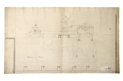 Lot 310 - Large Hand Drawn Victorian Plans Of a Winding Engine