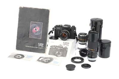 Lot 276 - A Canon F-1 35mm SLR Camera Outfit