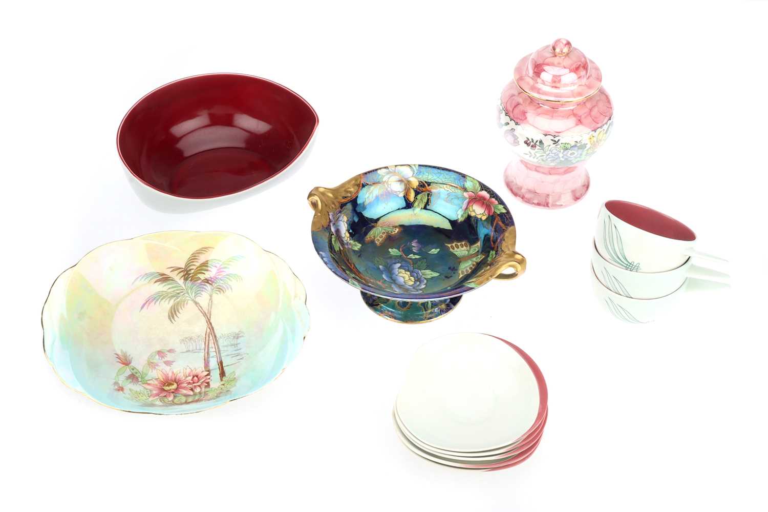 Lot 831 - A Maling Pink Lustre Baluster Vase and Cover