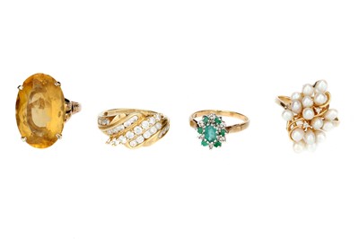 Lot 5 - A Group of Four 14 ct Gold Dress Rings