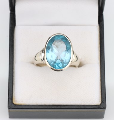 Lot 6 - An 18 ct White Gold Topaz Solitaire Dress Ring