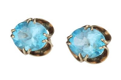 Lot 33 - A Pair of 9ct Gold Mounted Blue Topaz Earrings