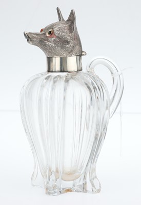 Lot 63 - A Victorian Silver Fox Mask Mounted Claret Jug