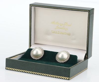 Lot 46 - A Pair of 18 ct White Gold Large Pearl Earrings