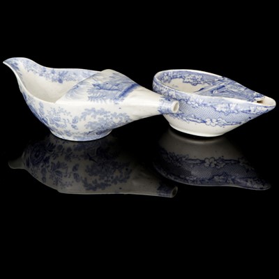Lot 68 - Two Blue & White Transitional Pap Boats