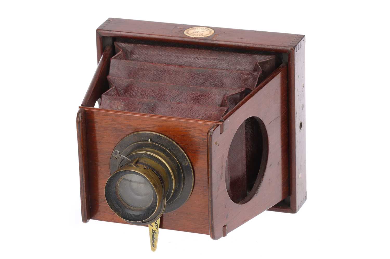 Lot 537 - A Shew & Co Patent Eclipse 4 x 5" Mahogany Strut Folding Camera