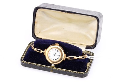 Lot 792 - 9 ct Gold Trench Style Watch