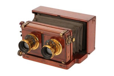 Lot 1350 - An Unmarked 8x17cm Mahogany Stereo Camera