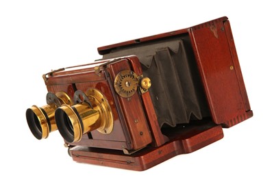 Lot 1350 - An Unmarked 8x17cm Mahogany Stereo Camera