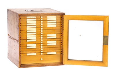 Lot 710 - A Large Pine Microscope Slide Cabinet, With Slides