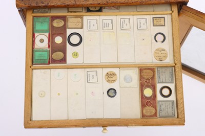 Lot 710 - A Large Pine Microscope Slide Cabinet, With Slides
