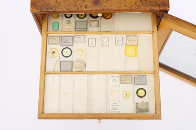 Lot 710 - A Large Pine Microscope Slide Cabinet, With Slides