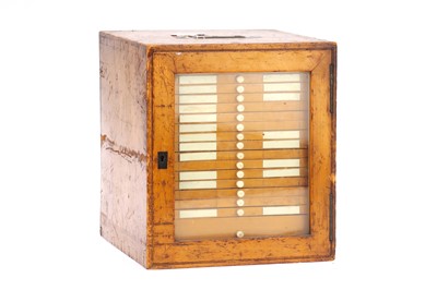 Lot 710 - A Large Pine Microscope Slide Cabinet, With Slides
