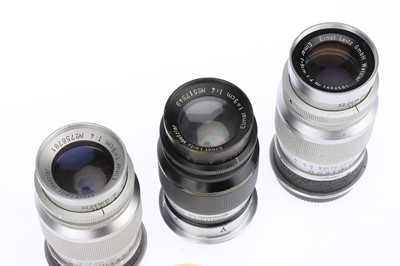 Lot 66 - Three Leitz Wetzlar Elmar f/4 90mm Camera Lenses