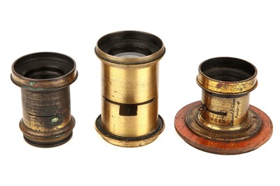 Lot 1374 - Collction of 3 Rapid Rectalinear Brass Bound Lenses