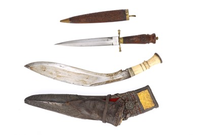 Lot 842 - A Ghurka Kukri Dagger and a Kashmiri dagger