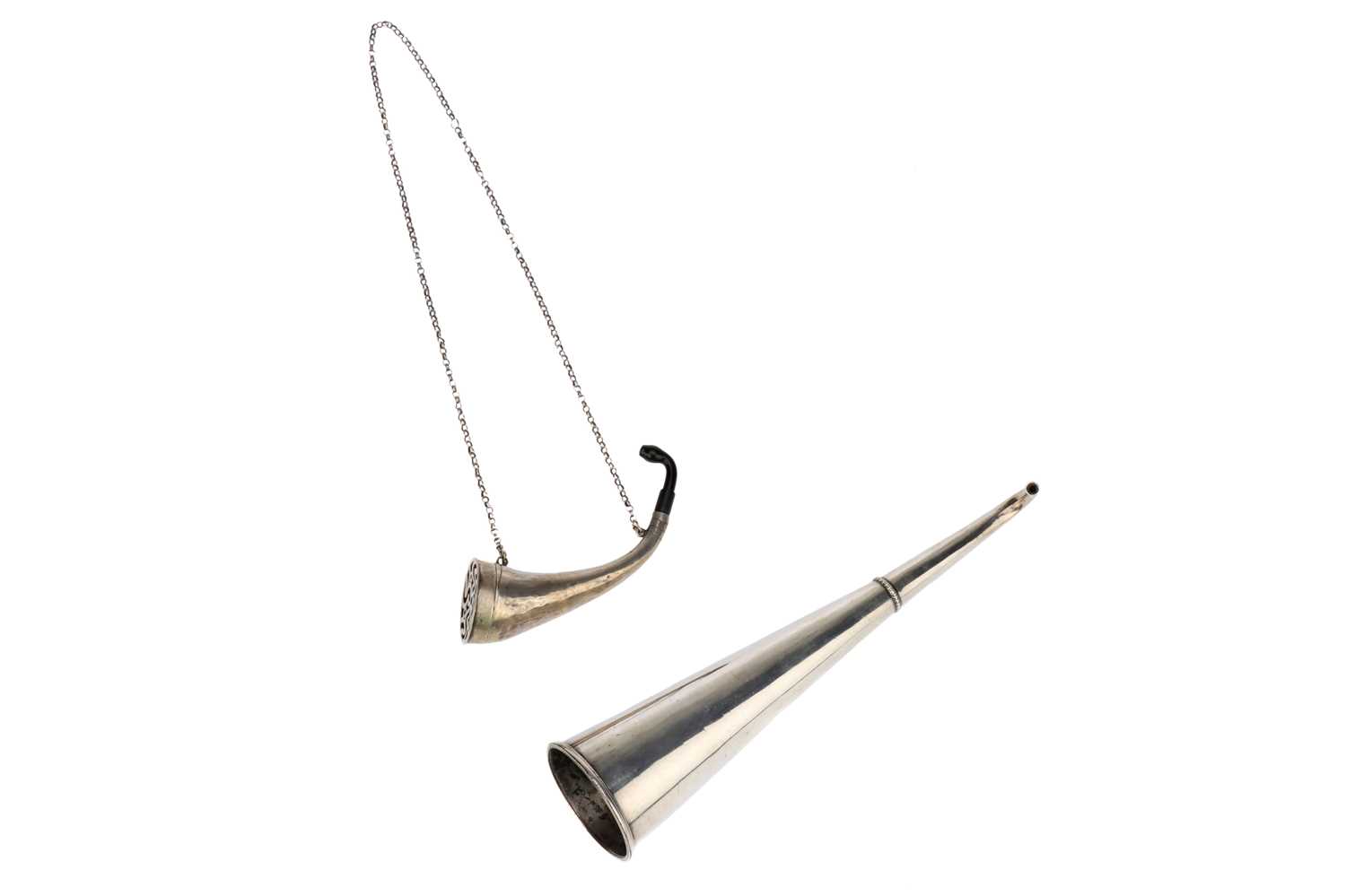 Lot 117 - A Silver Ear Trumpet and an Old Sheffield Plate Ear Trumpet