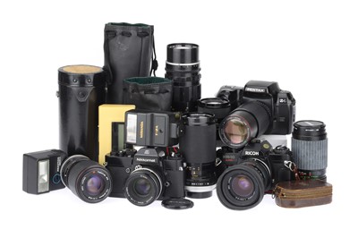 Lot 221 - A Group of 35mm SLR Cameras and Lenses