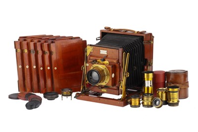 Lot 277 - Half Plate Brass & Mahogany Sanderson Camera Outfit With Provenance