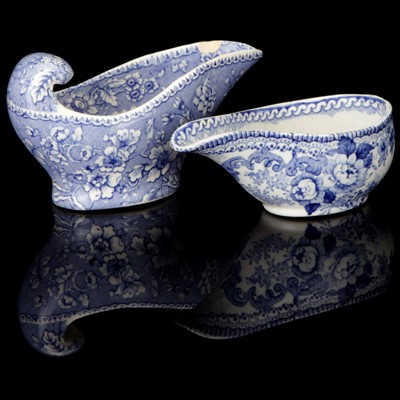 Lot 77 - Two Early 19th Century Blue & White Pap Boats