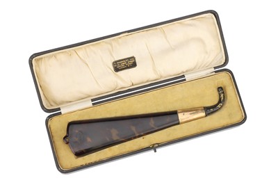 Lot 151 - A Cased Tortoiseshell and Gilt Brass Ear Trumpet by Hawksley