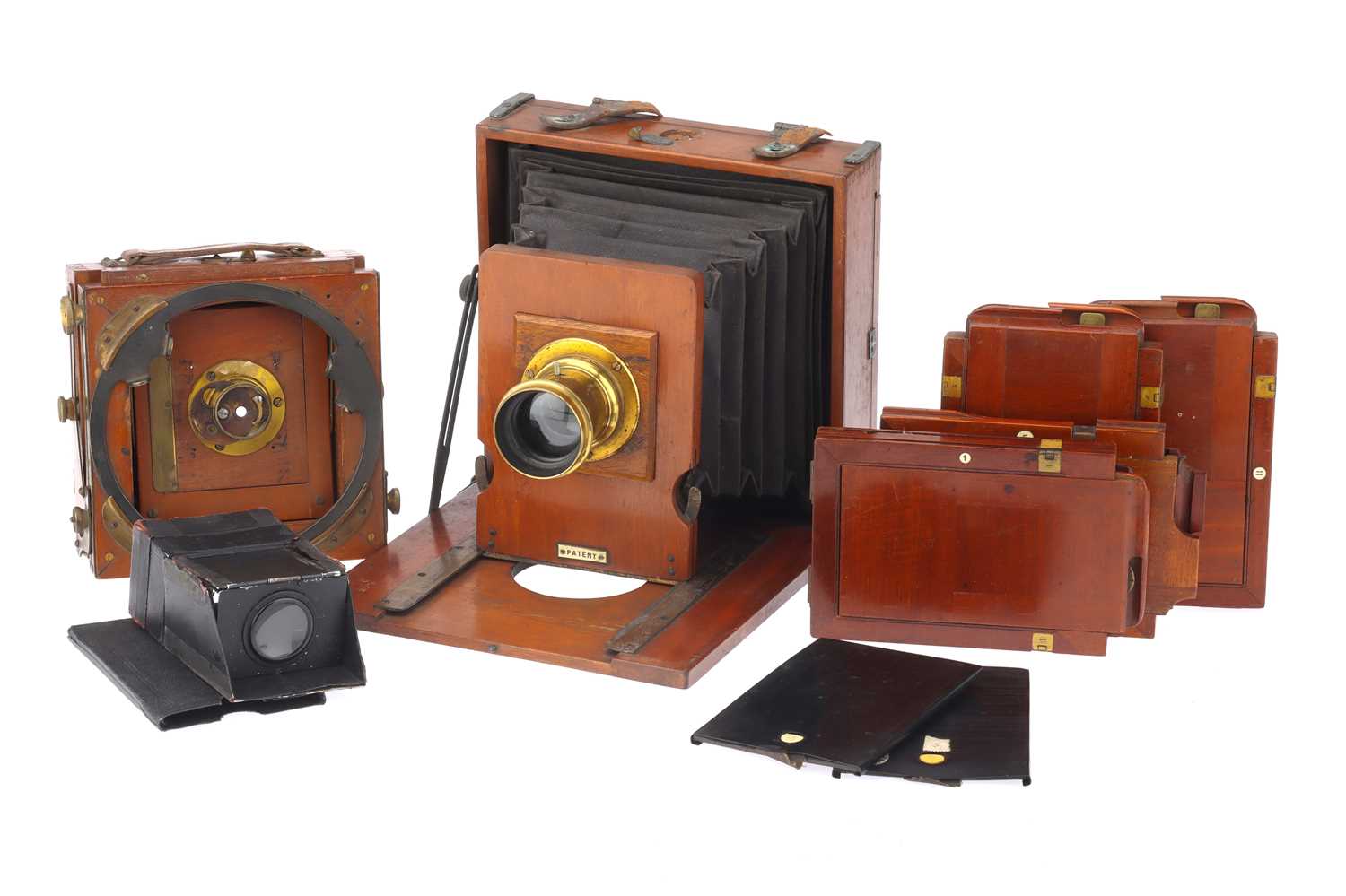 Lot 542 - A Half Plate and a Quarter Plate Mahogany Field Cameras