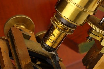 Lot 234 - A Large Victorian Binocular Microscope Outfit