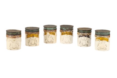 Lot 67 - A Set of Six Salt Glazed Stoneware Apothecary Jars
