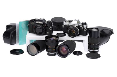 Lot 290 - A Box of Olympus Cameras & Lenses