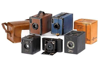 Lot 467 - Two Coloured Kodak Portrait Brownie No.2 Cameras