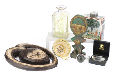 Lot 876 - Decorative Items, Paperweight,  Absinthe Decanter,  Dutch Tea Caddy etc