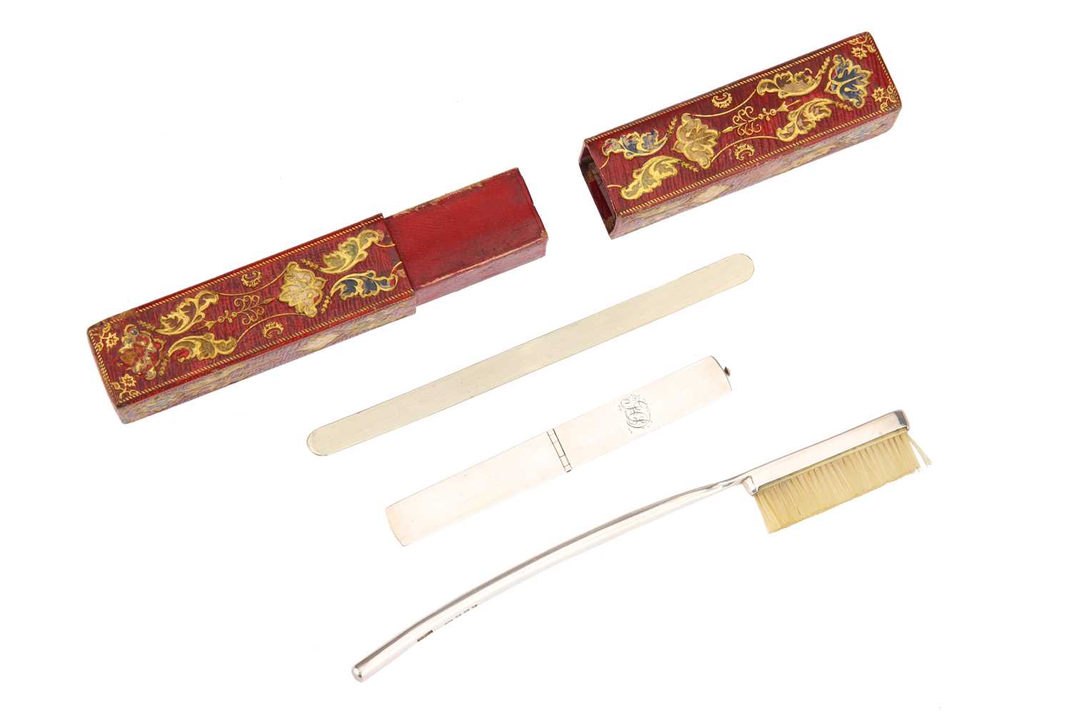 Lot 160 - Dental Antiques,A Silver Toothbrush Set