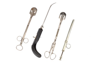 Lot 704 - Surgical Instruments, A Pharyngotome and Three Tonsil Guillotines