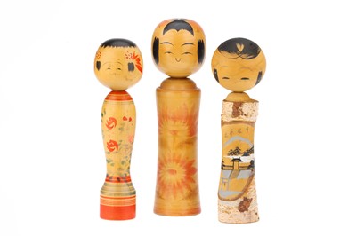 Lot 445 - Three  Kokeshi Dolls