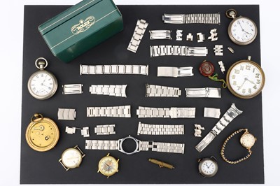 Lot 841 - A 9ct Gold Watch + Rolex Wristband & Parts