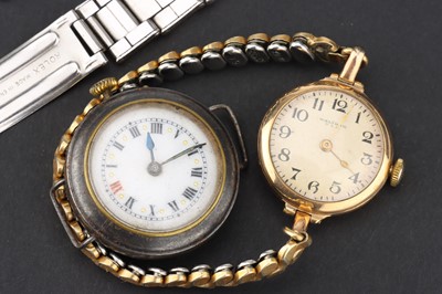 Lot 841 - A 9ct Gold Watch + Rolex Wristband & Parts