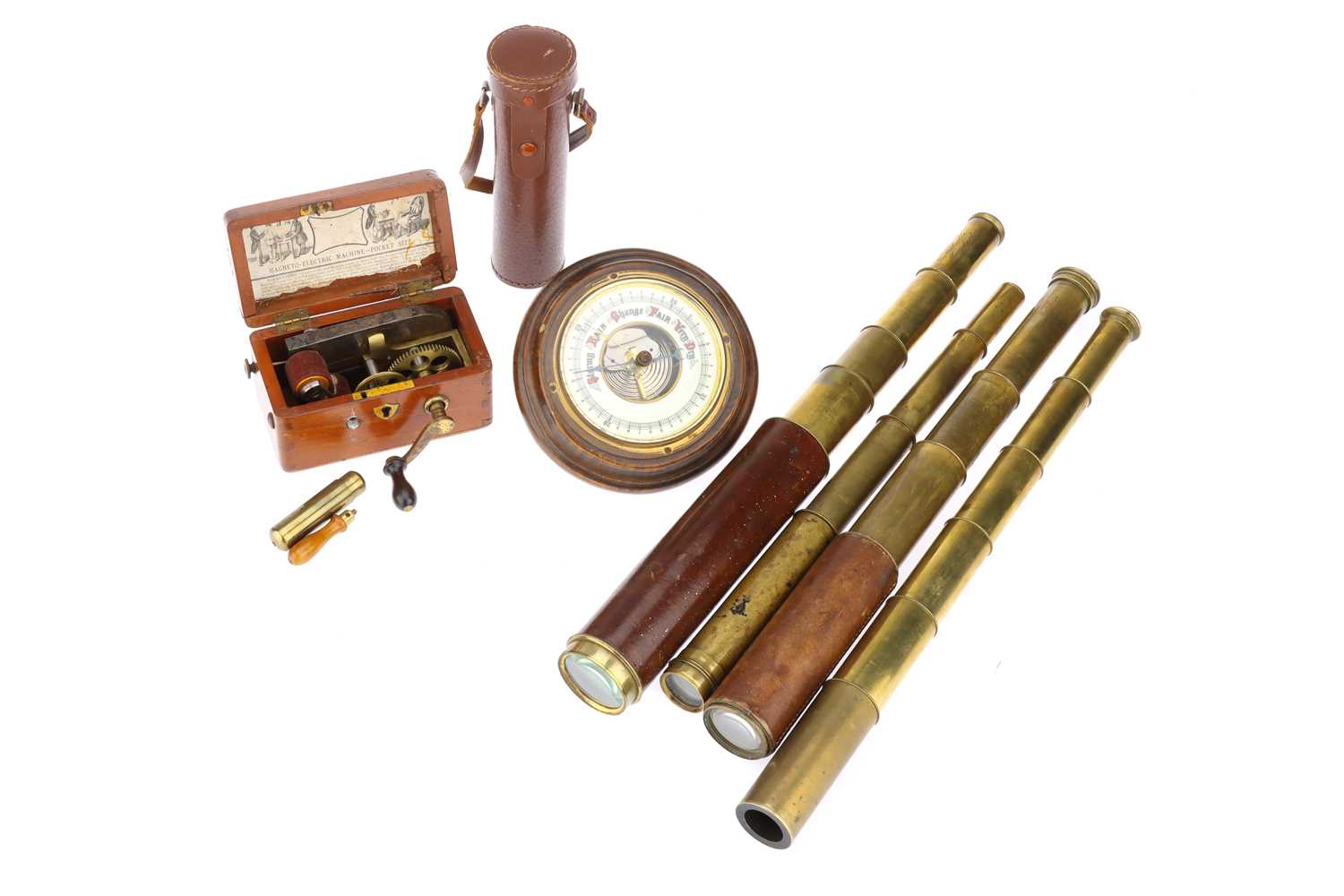 Lot 763 - An Electro-Medical Machine, Barometer, Telescopes