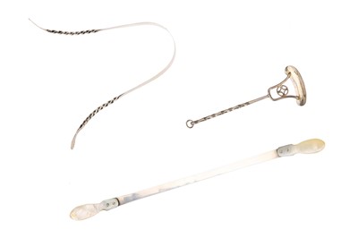 Lot 241 - Dental Antiques, Three Silver Tongue scrapers