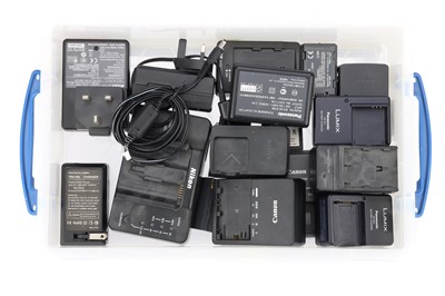 Lot 909 - A Collection of Camera Battery Chargers and Batteries