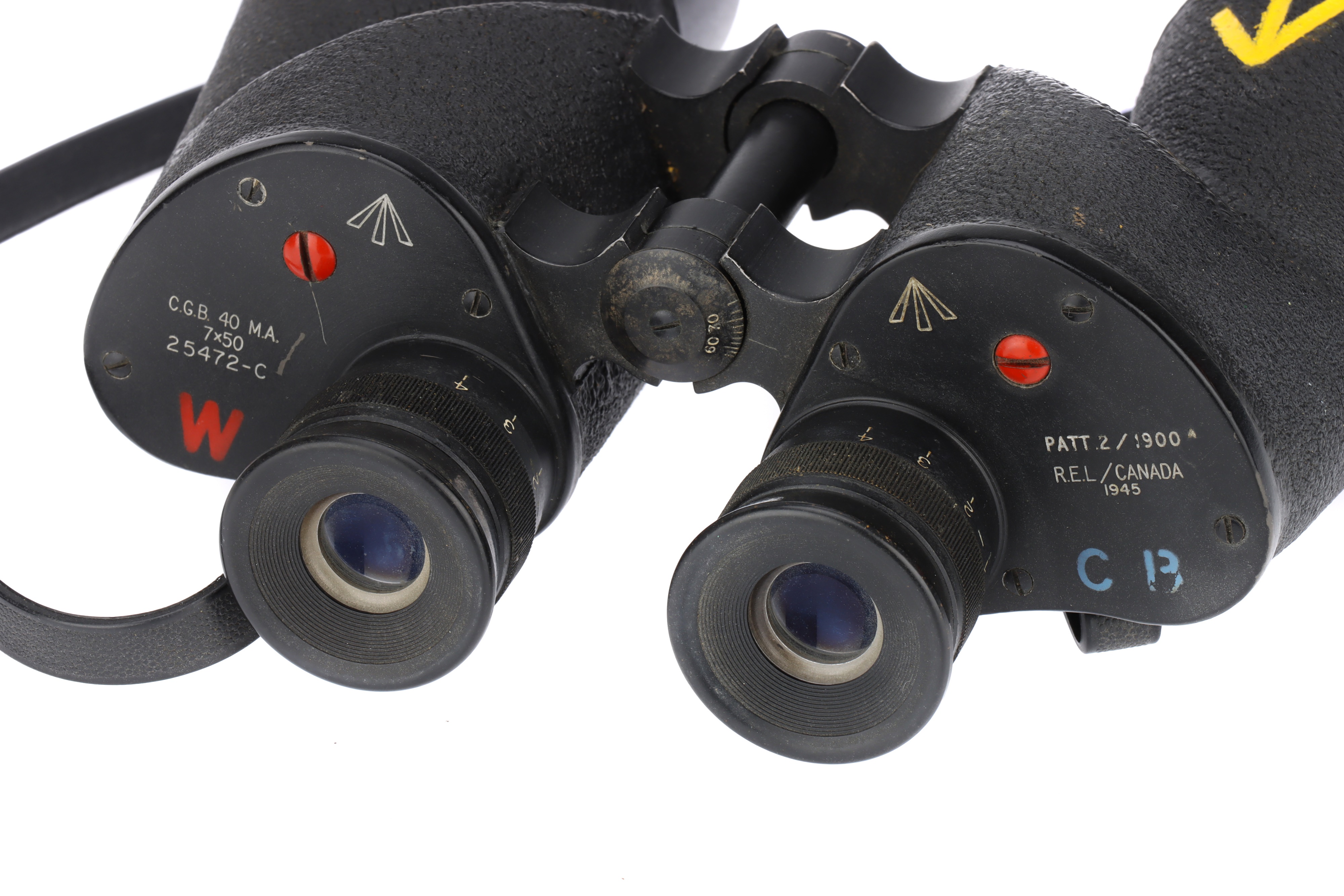 Lot 124 WWII Canadian REL Binoculars,