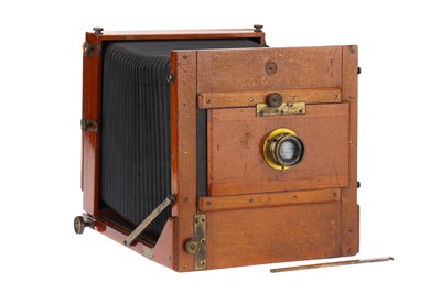 Lot 882 - A Whole Plate Mahogany and Brass Tailboard Camera