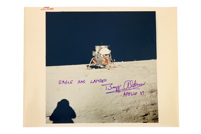 Lot 288 - NEIL ARMSTRONG (1930-2012), Apollo XI,  NASA Photograph signed by Buzz Aldrin