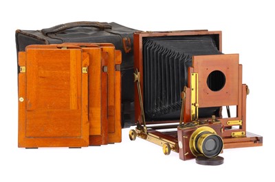 Lot 884 - Half-Plate Brass & Mahogany Field Camera