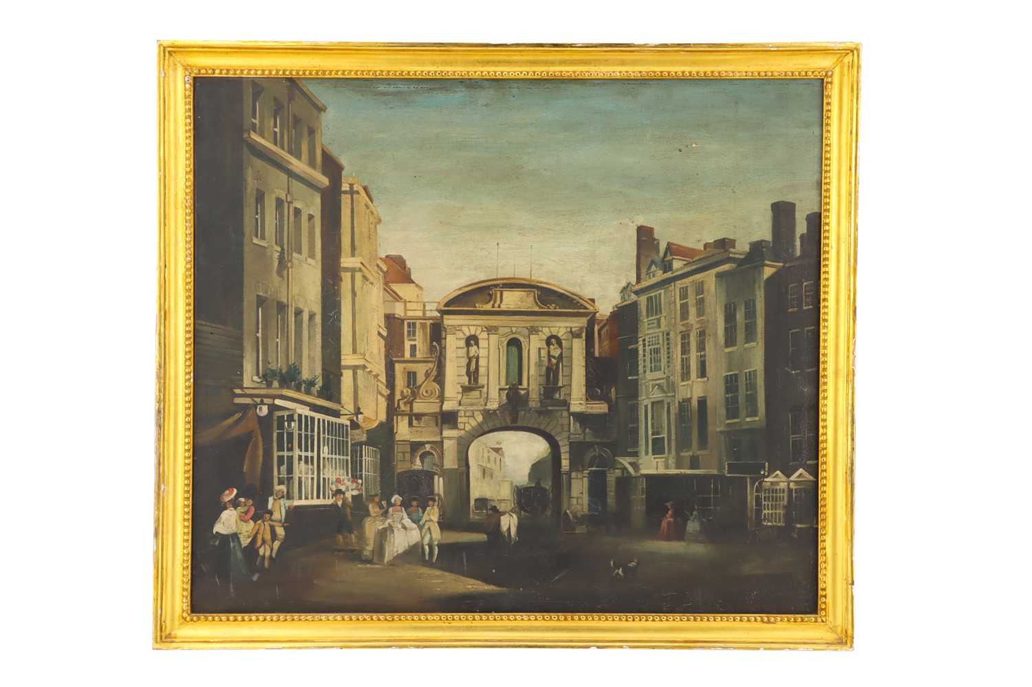 Lot 384 - Oil painting on canvas, View of Temple Bar, London