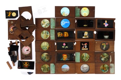 Lot 66 - Collection of Mahogany Framed Magic Lantern Slides & Parts
