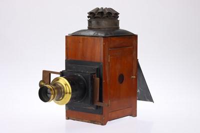 Lot 31 - Victorian Brass & Mahogany Magic Lantern
