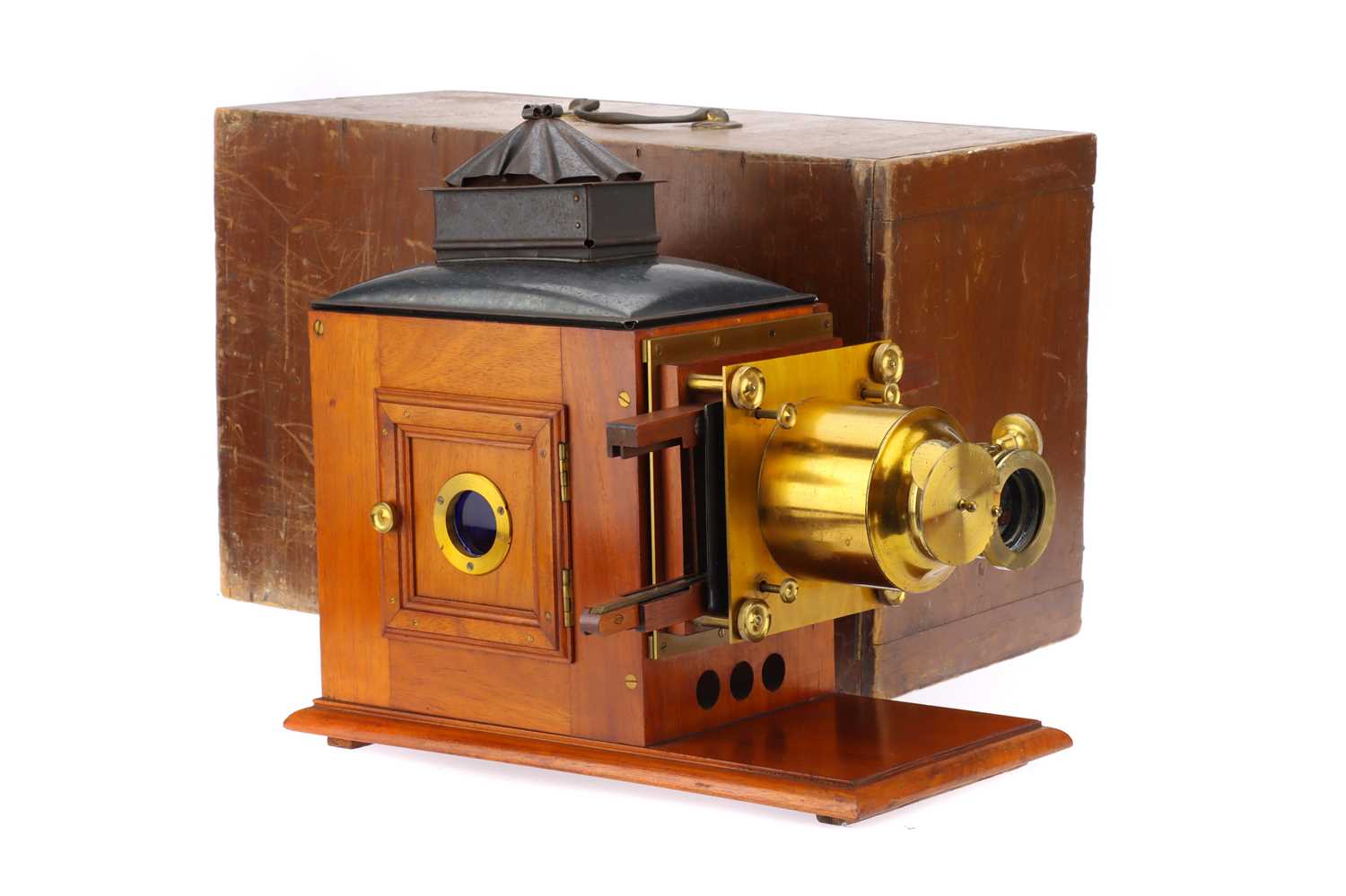Lot 36 - A Brass & Mahogany Victorian Magic Lantern