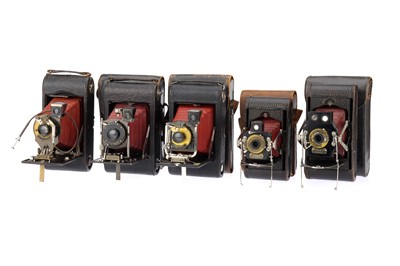 Lot 515 - A Selection of Red Bellows Folding Pocket Kodak Cameras